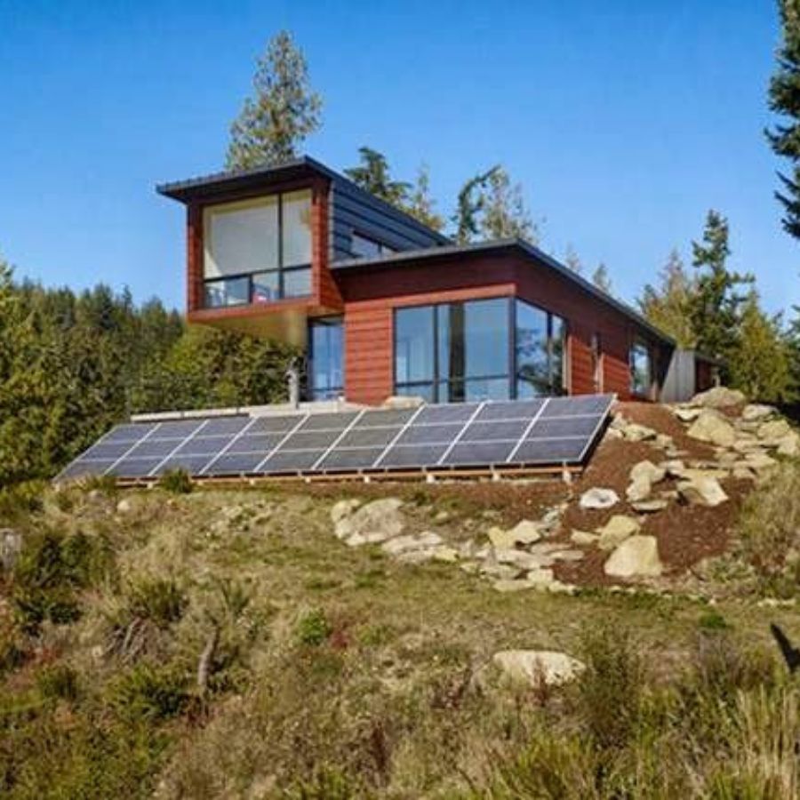 an off grid home with solar panels