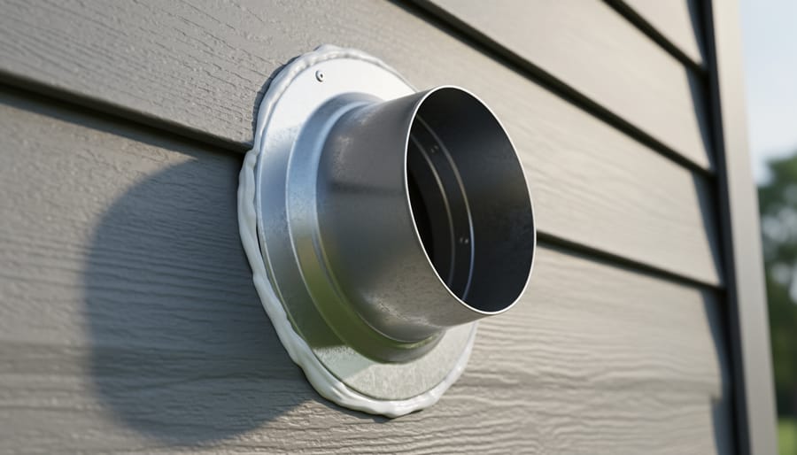 Exterior RV vent area with visible weather-seal around the mounting surface